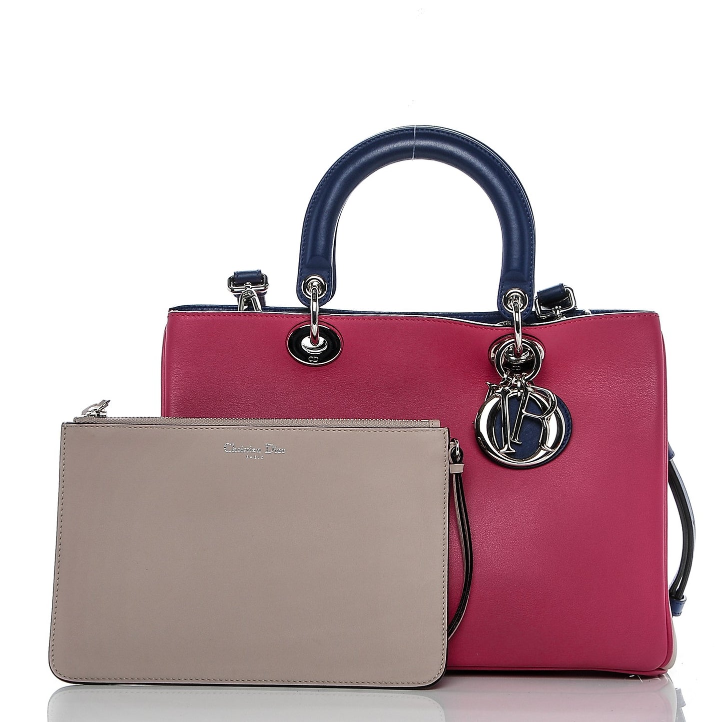 Smooth Calfskin Medium Tri-Color Diorissimo Fuchsia Dune