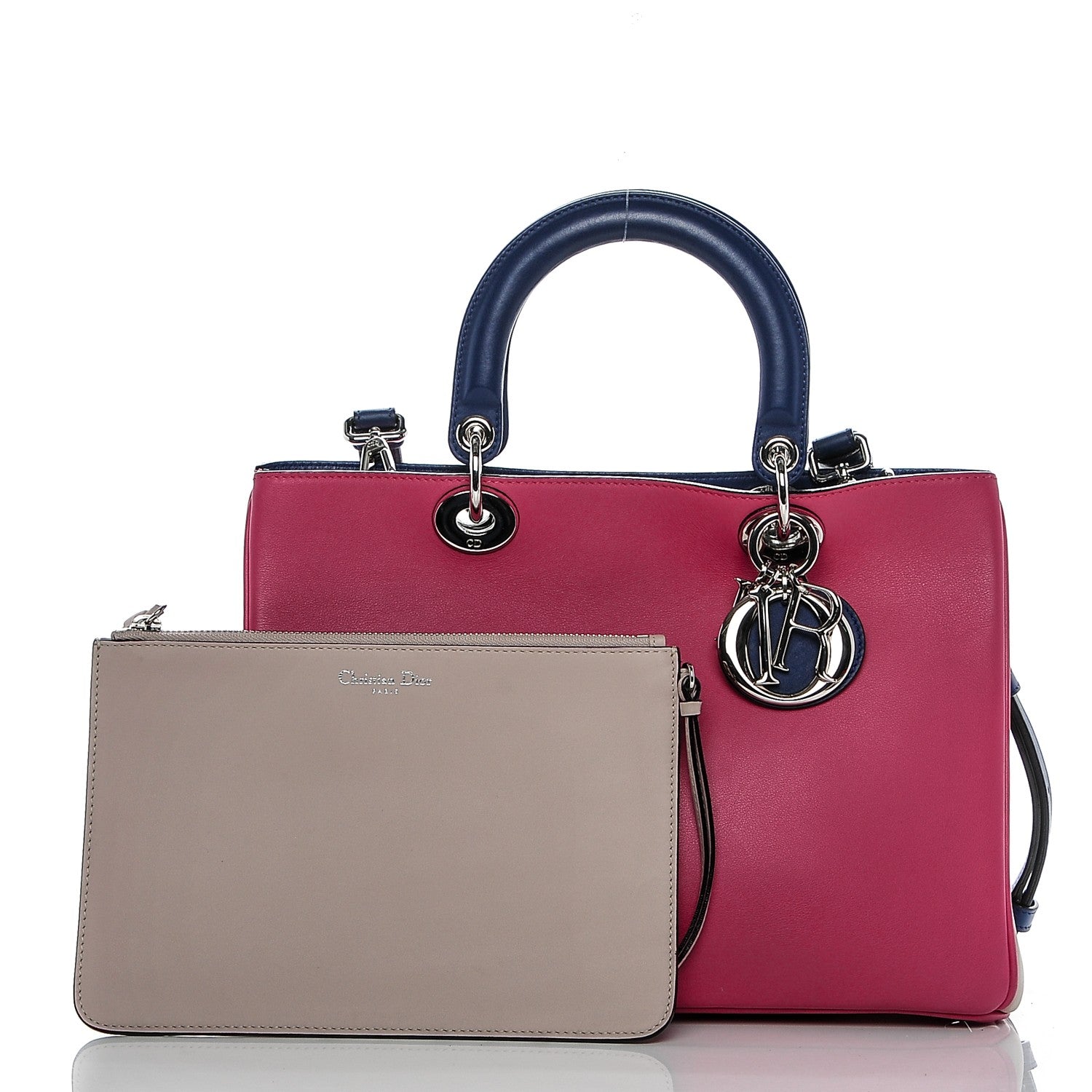 Christian Dior Smooth Calfskin Medium Tri-Color Diorissimo Fuchsia Dune 5 of 8