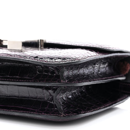 Hermes Shiny Alligator Enamel Constance 18 Prunoir Bleu Saint Cyr 10 of 10