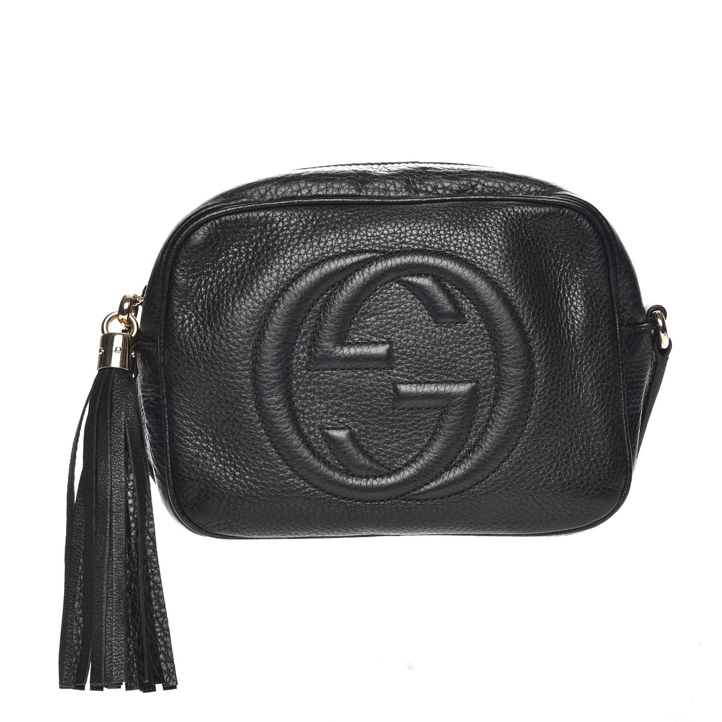 Pebbled Calfskin Small Soho Disco Bag Black