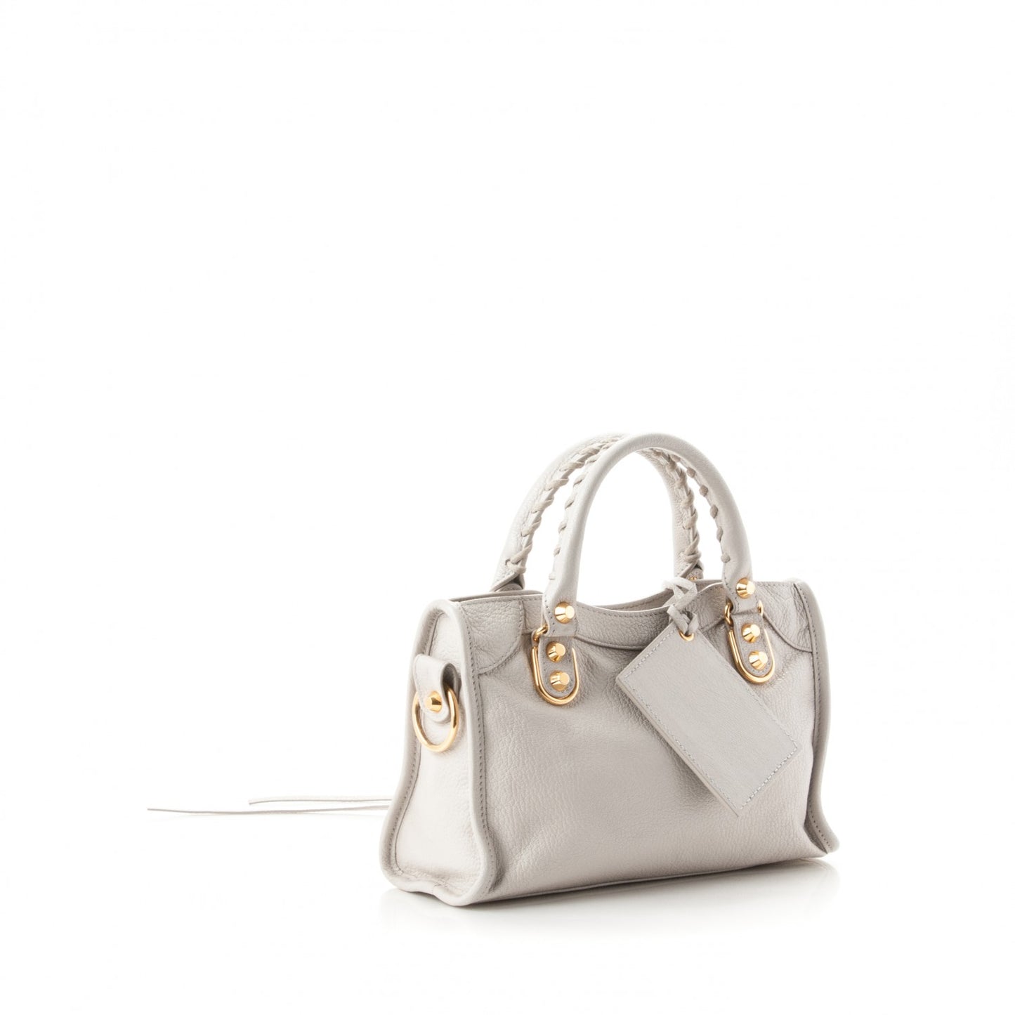 Chevre Gold Metallic Edge Hardware Mini City Gris Clair Gris Perle