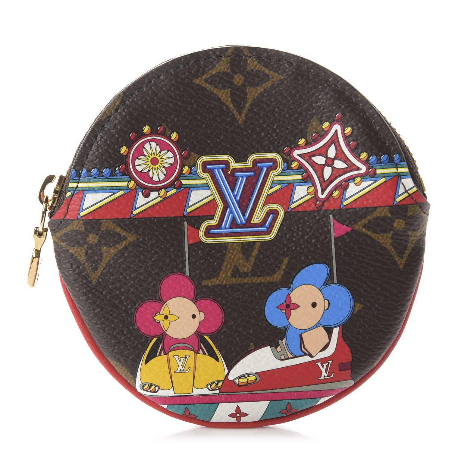 Louis Vuitton Monogram 2020 Christmas Animation Bumper Cars Round Coin Purse Coquelicot 1 of 10