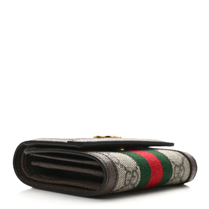 Gucci GG Supreme Monogram Web Ophidia French Flap Wallet Beige New Acero 4 of 7