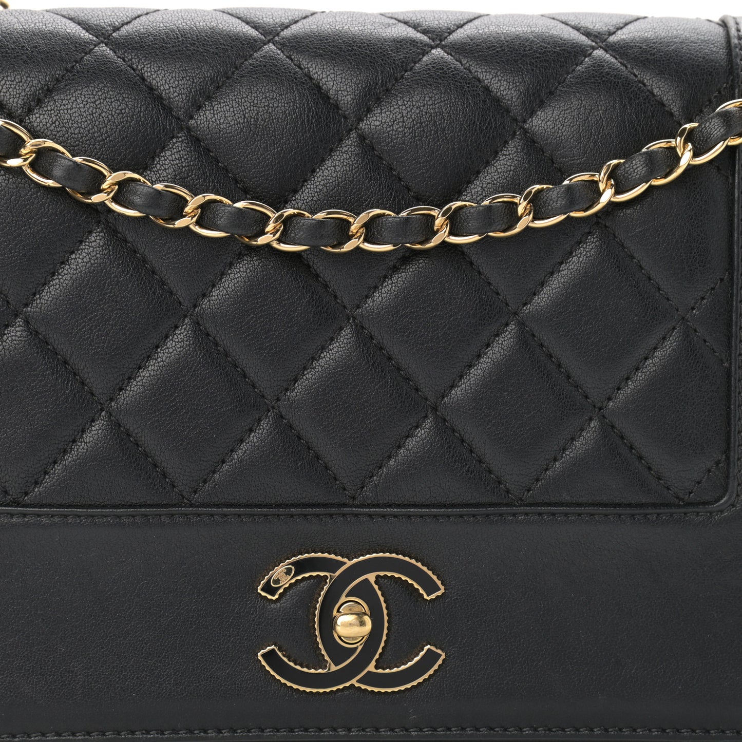Sheepskin Quilted Vintage Mademoiselle Flap Black
