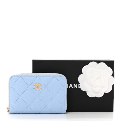 Chanel Caviar Quilted Zip Coin Purse Light Blue 10 of 10