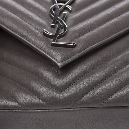 Saint Laurent Sheepskin Matelasse Chevron Monogram Large College Satchel Dark Anthracite 16 of 16