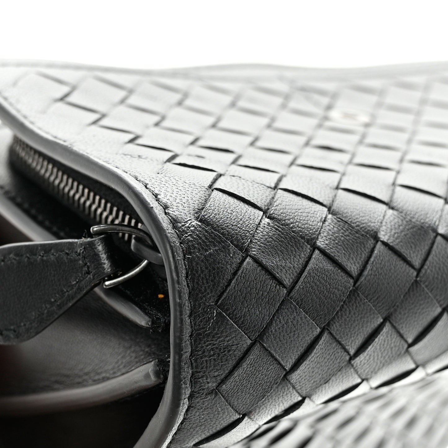 Nappa Intrecciato Continental Compact Flap Wallet Black