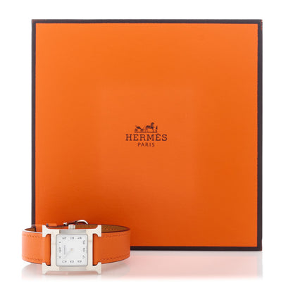 Hermes Stainless Steel Swift 21mm Heure H Hour Quartz Watch Orange 5 of 5