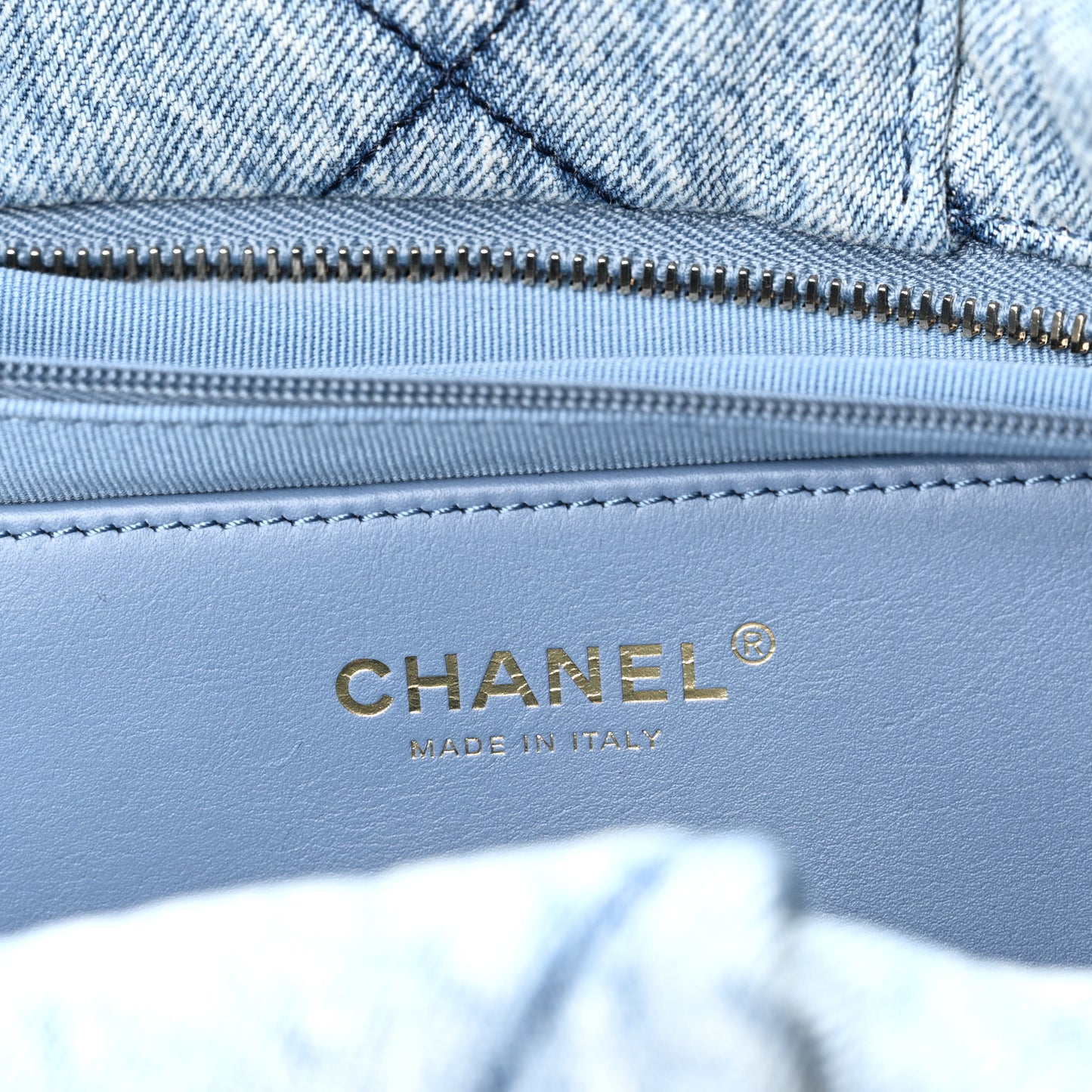 Washed Denim Quilted Maxi Bow Bag Blue