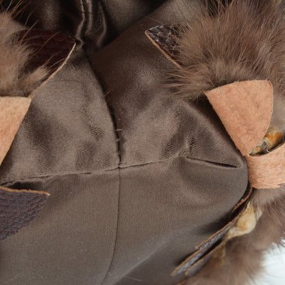 Valentino Garavani Mink Fur Lizard Evening Frame Bag Brown 7 of 8