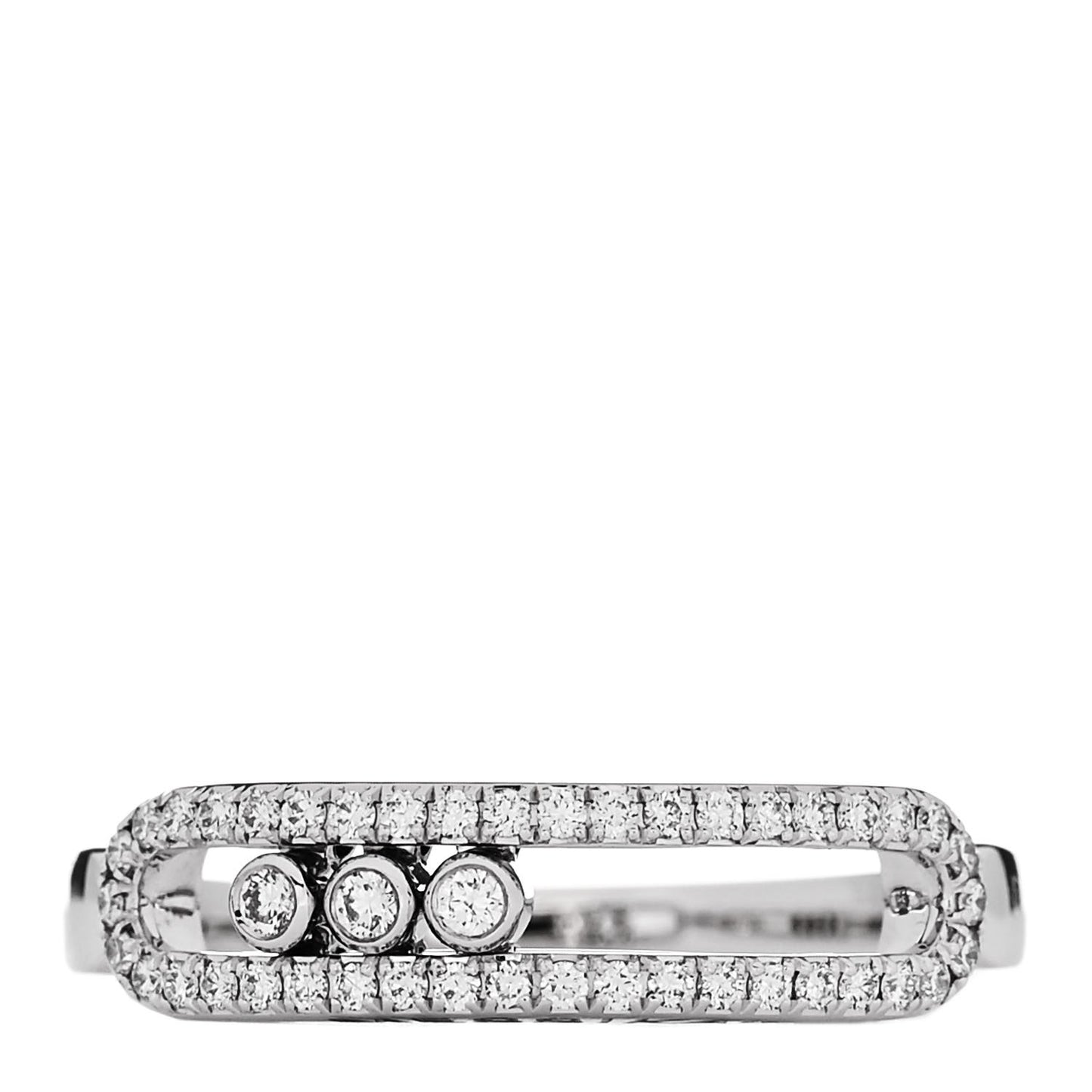 18K White Gold Diamond Baby Move Pave Ring 54 7