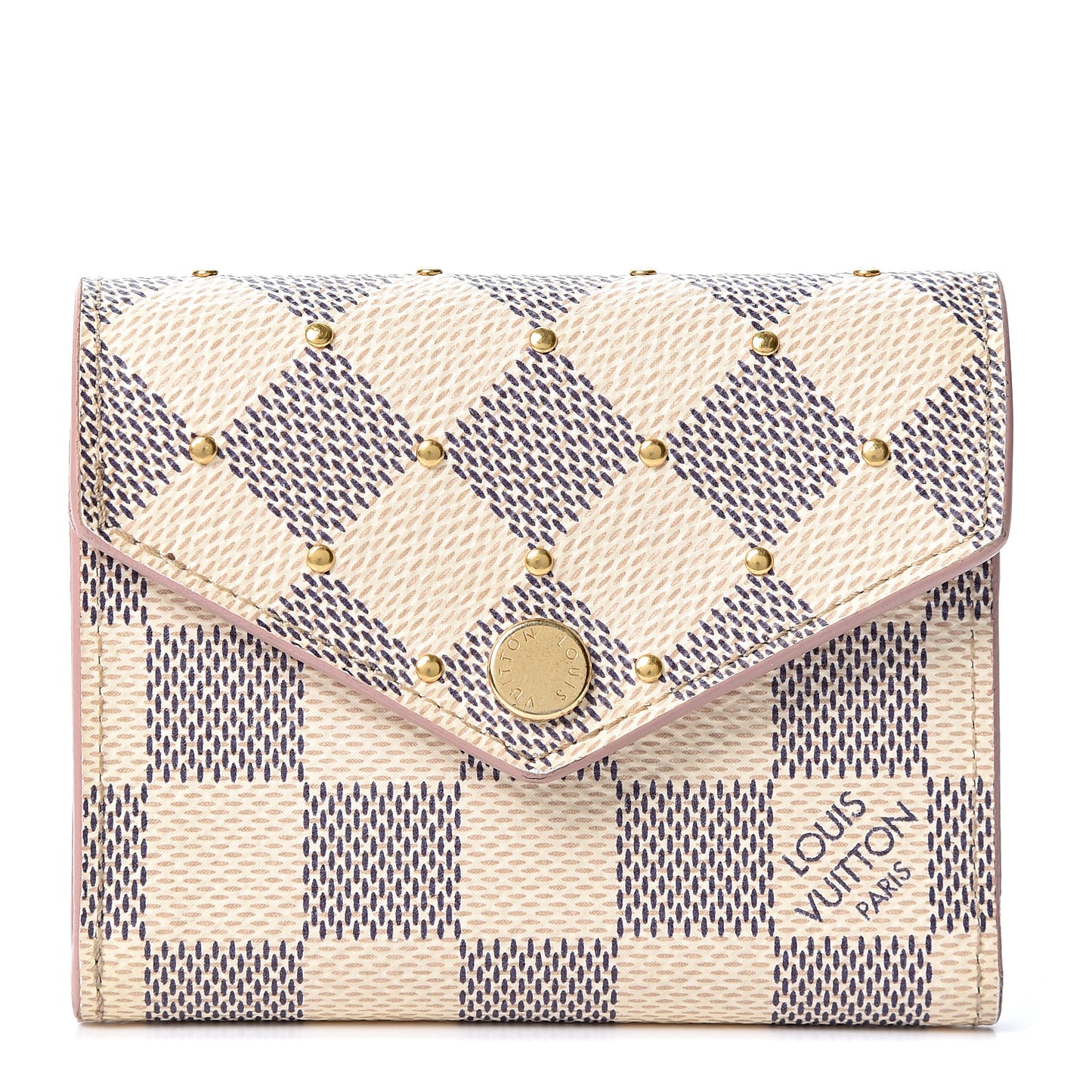 Damier Azur Studded Zoe Wallet Rose Ballerine
