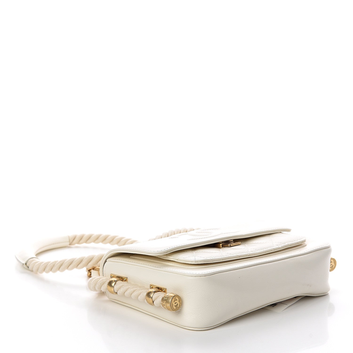 Chanel Crumpled Calfskin En Vogue Rope Flap White 538486