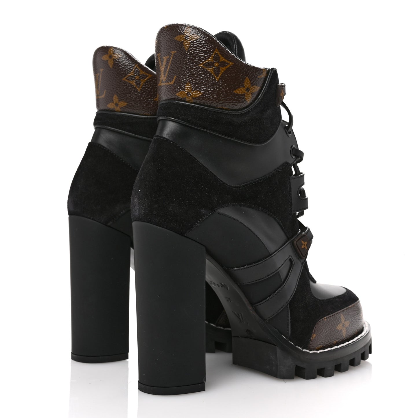 Suede Calfskin Monogram Star Trail Ankle Boots 39 Black