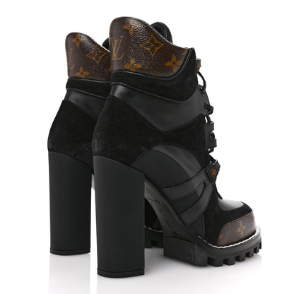 Louis Vuitton Suede Calfskin Monogram Star Trail Ankle Boots 39 Black 5 of 11