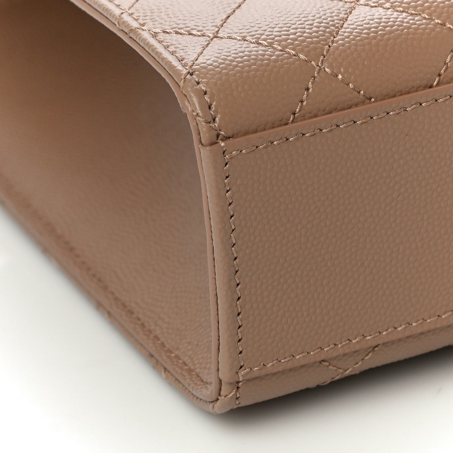 Grain De Poudre Mixed Matelasse Large Triquilt Monogram Satchel Dark Beige