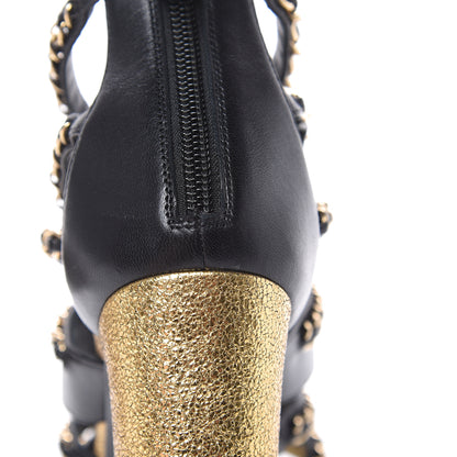 Chanel Lambskin Gladiator Chain Sandals 38 Black Gold 8 of 11