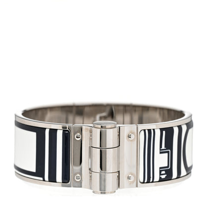 Hermes Enamel Printed Wide Les Coupes Tattoo Hinged Bracelet S Positif Negatif 1 of 4