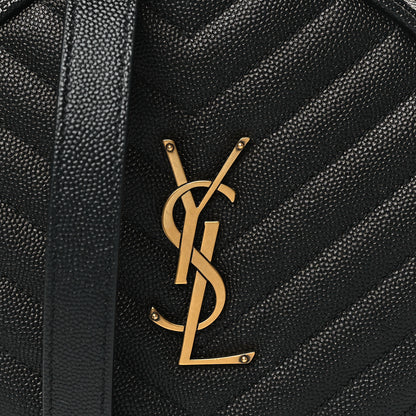 Saint Laurent Grain De Poudre Matelasse Chevron Quilted Round Vinyle Camera Bag Black 7 of 9