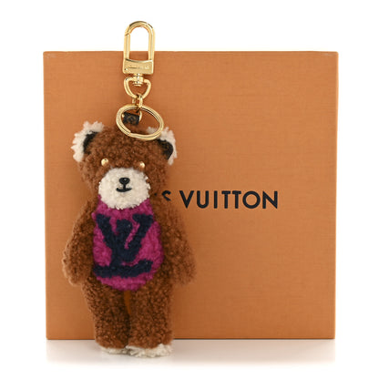 Louis Vuitton Shearling LV Teddy Bear Bag Charm Key Holder Brown Multicolor 5 of 5