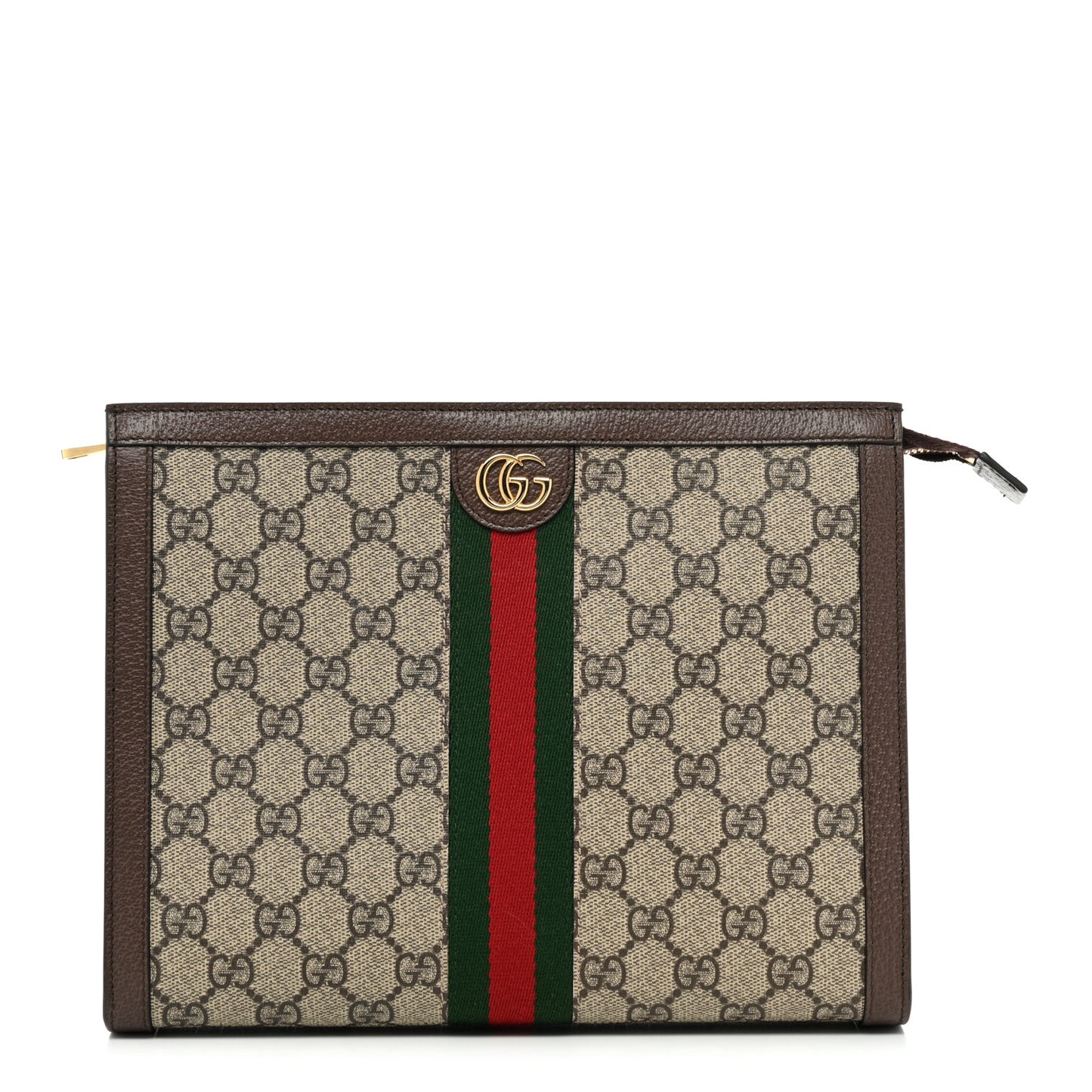 GG Supreme Monogram Web Ophidia Pouch Brown