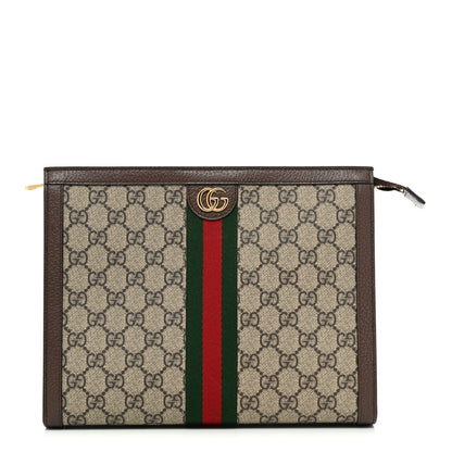 Gucci GG Supreme Monogram Web Ophidia Pouch Brown 1 of 8