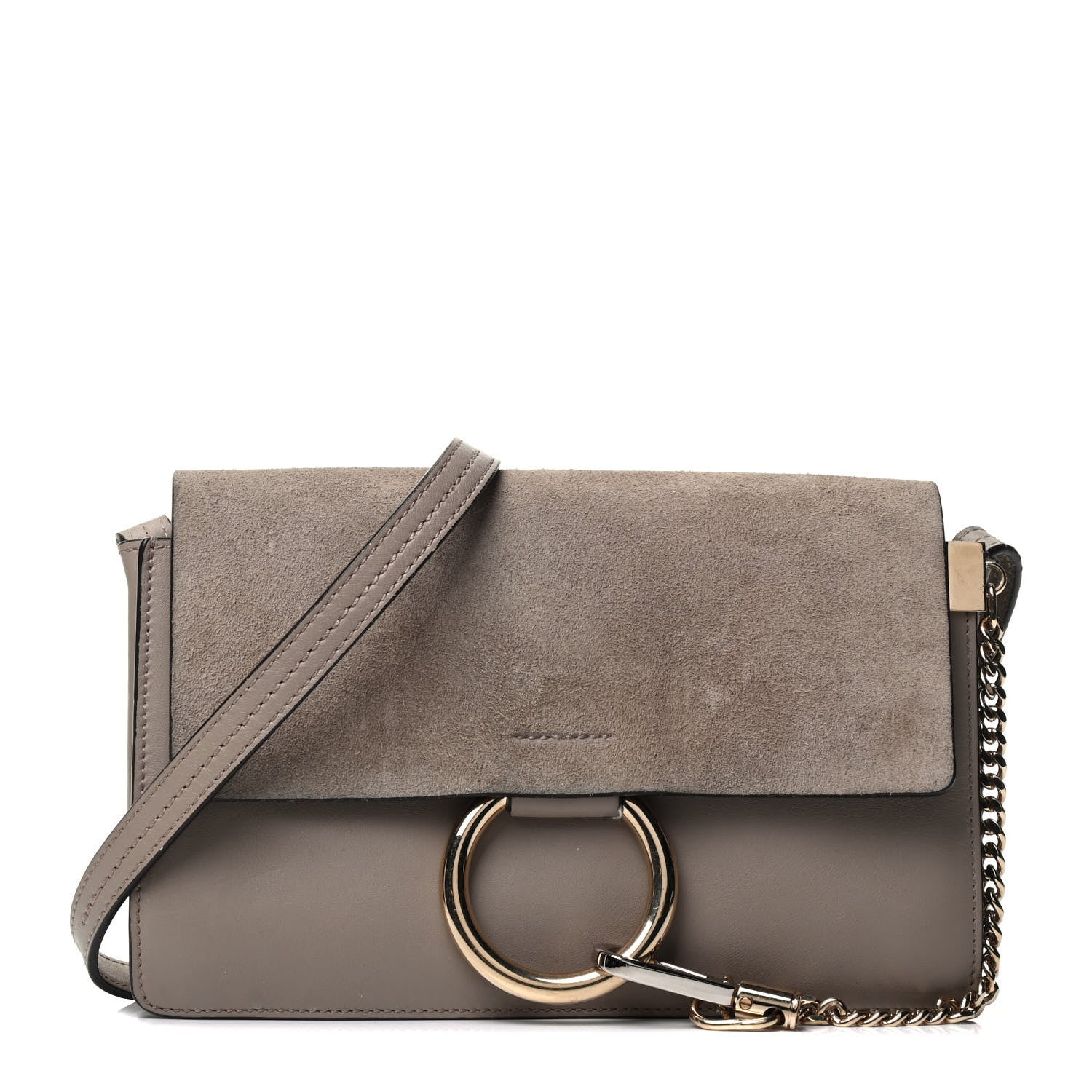 Chloe Suede Calfskin Small Faye Shoulder Bag Motty Grey 1 of 9