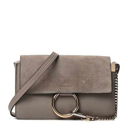 Chloe Suede Calfskin Small Faye Shoulder Bag Motty Grey 1 of 9