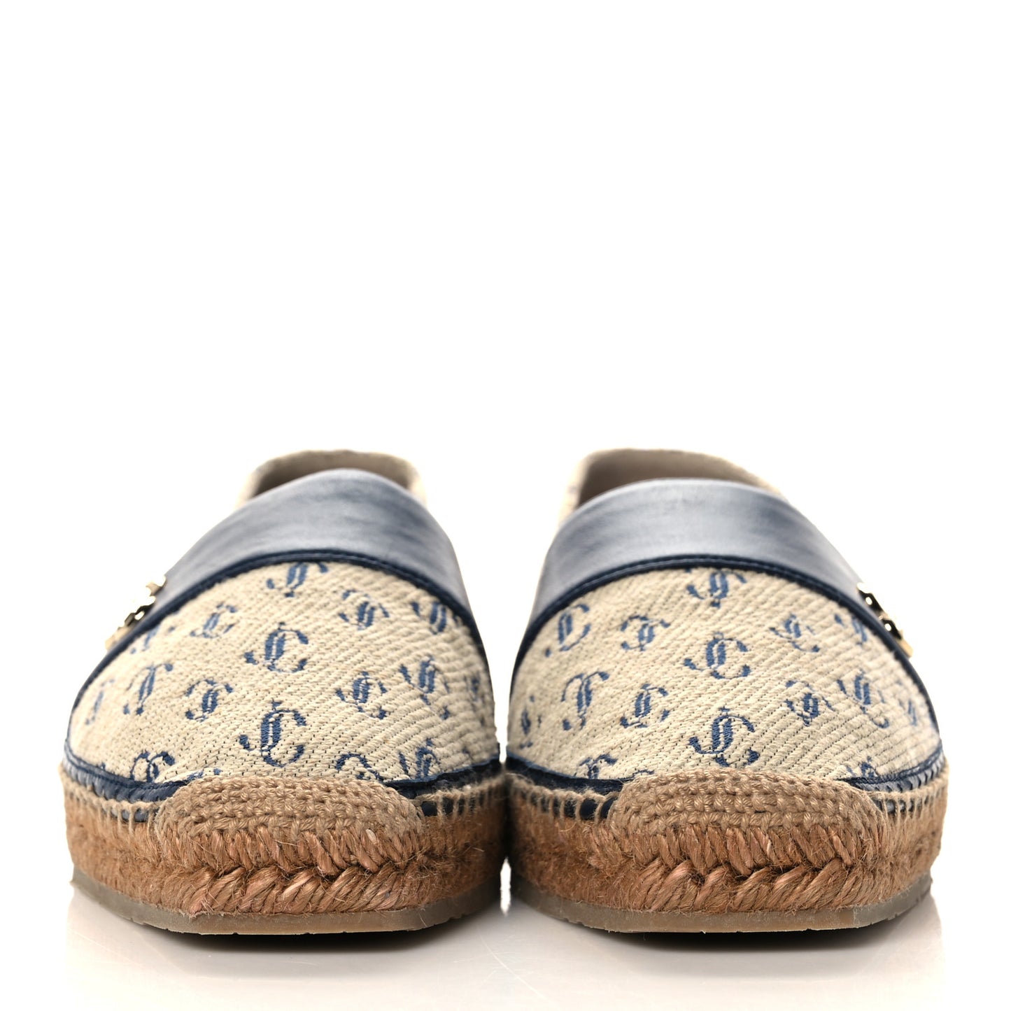 Jacquard Monogram Calfskin Cora Dru Espadrilles 37 Sand Dune Navy