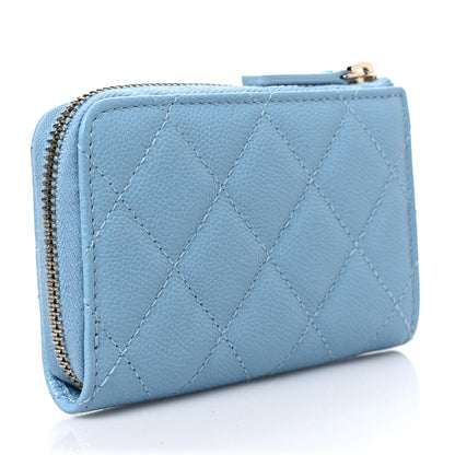 Chanel Caviar Quilted Zipped Key Holder Case Light Blue 3 of 7