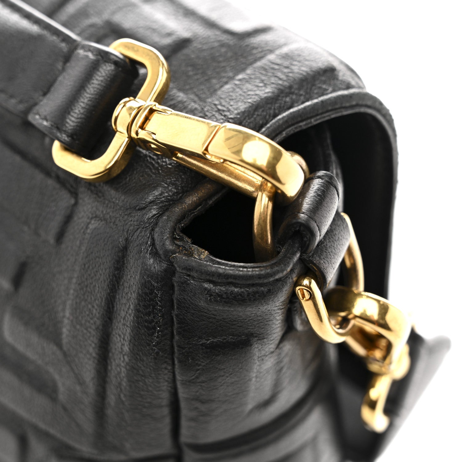 Fendi Nappa FF 1974 Embossed Large Baguette Black 16 of 17