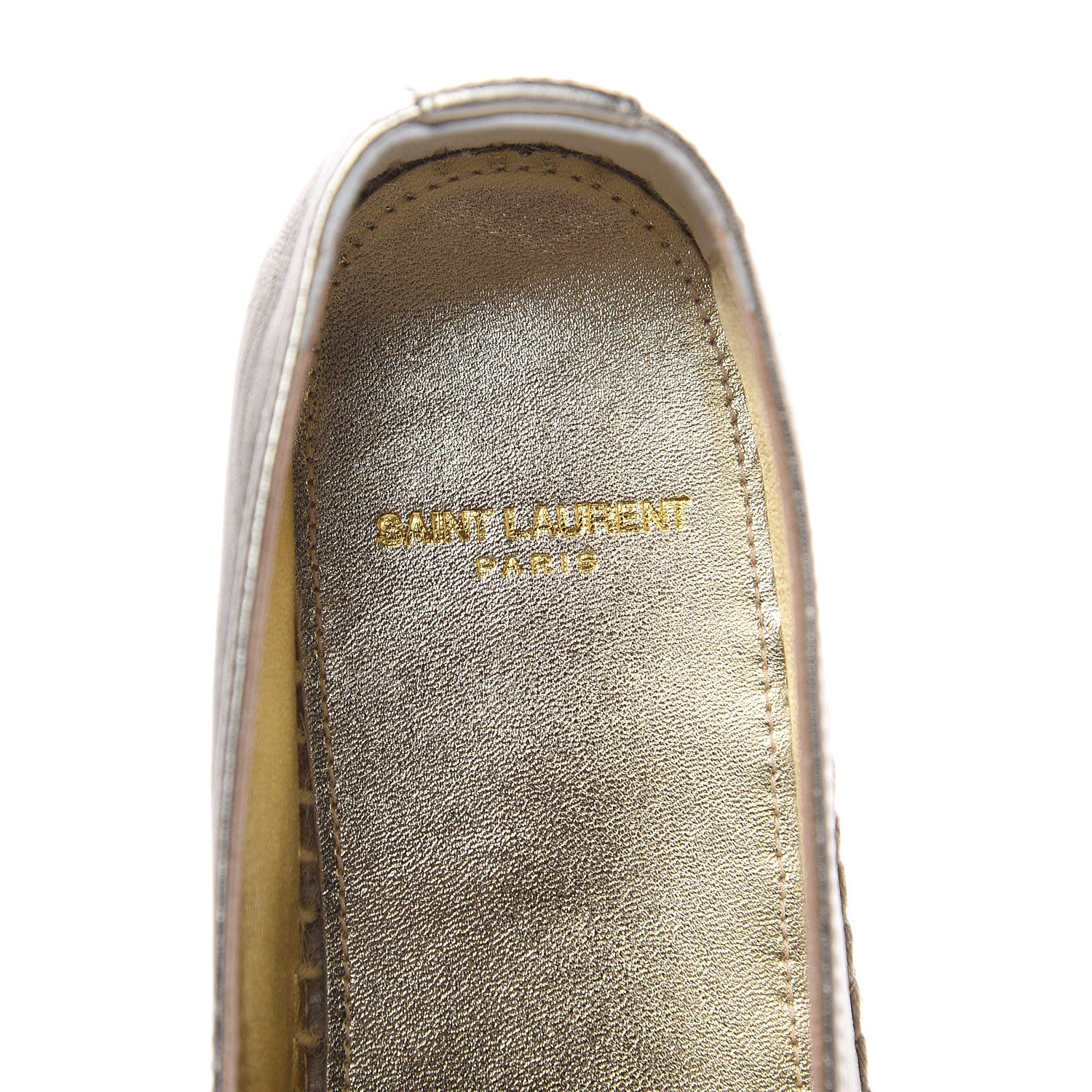 Saint Laurent Metallic Lambskin Monogram Espadrilles 39.5 Gold 6 of 10