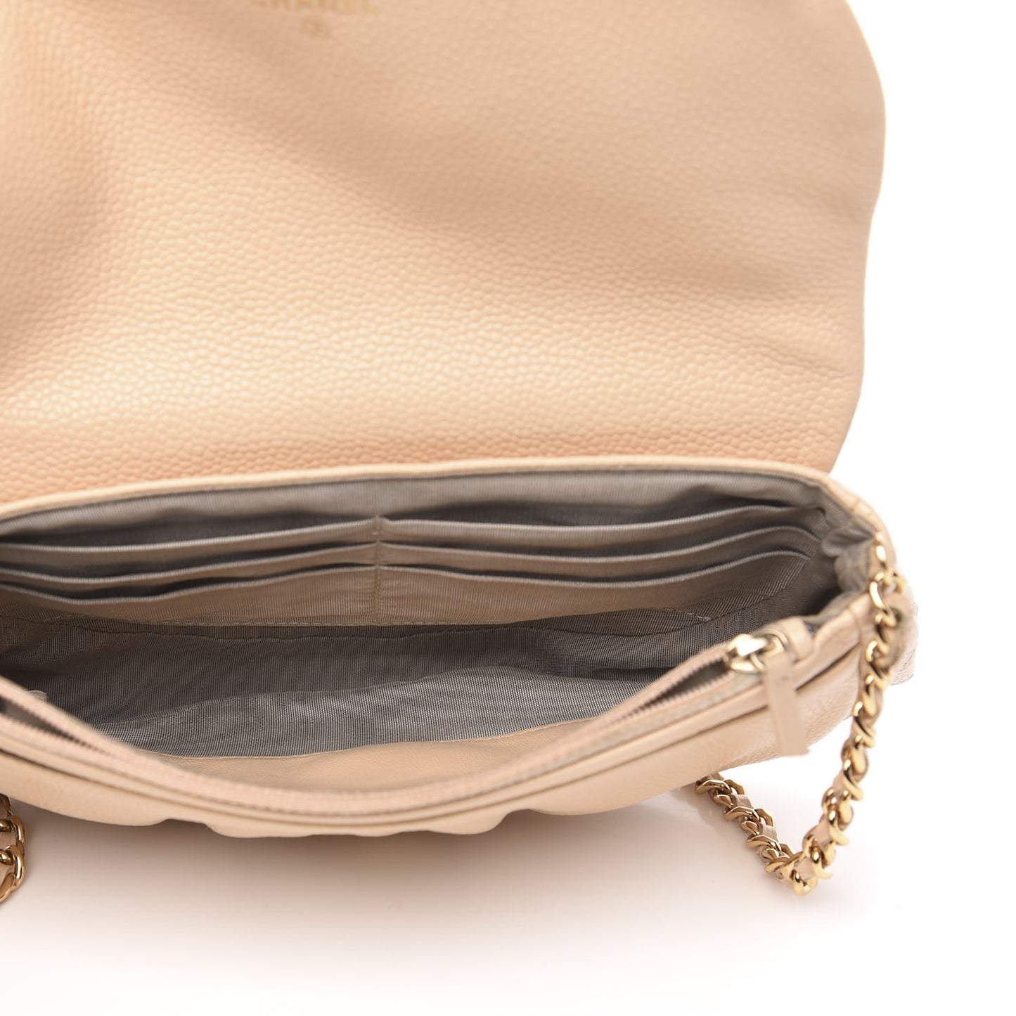 Caviar Half Moon Wallet On Chain WOC Beige