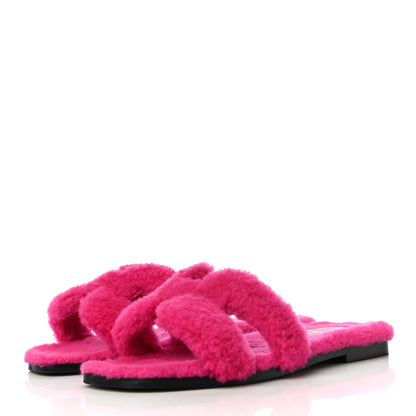 Hermes Woolskin Oran Sandals 37 Rose Fuchsia 4 of 16