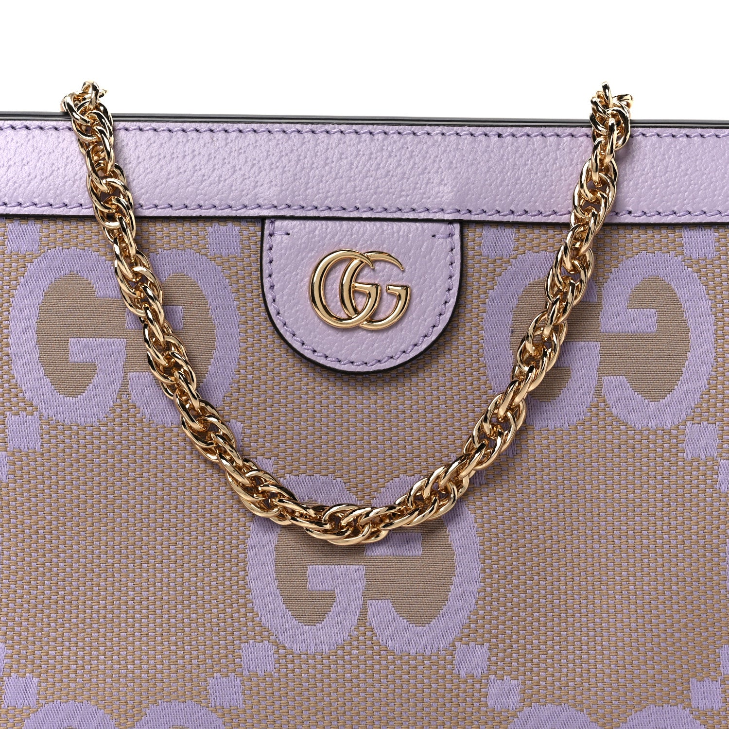 Gucci Monogram Jumbo GG Textured Dollar Calfskin Small Ophidia Chain Shoulder Bag Beige Lapis 9 of 11