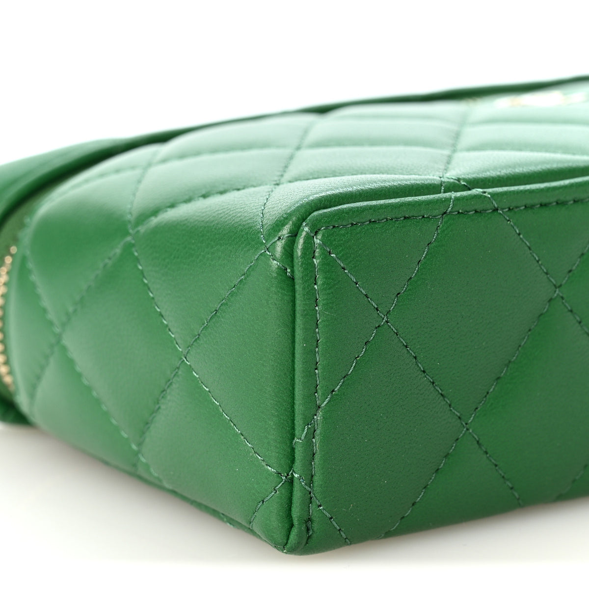 Chanel Lambskin Quilted Top Handle Slim Vanity With Chain Green 9 of 10