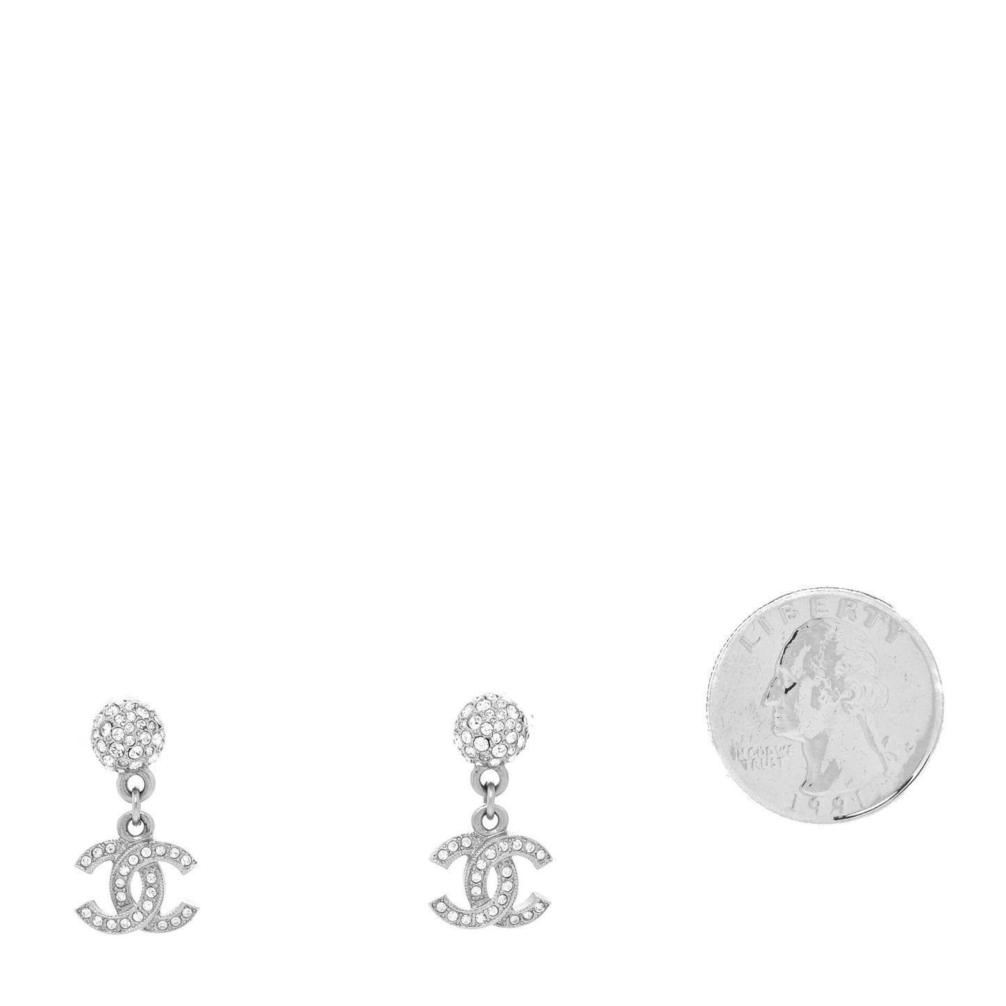 Crystal CC Drop Earrings Silver