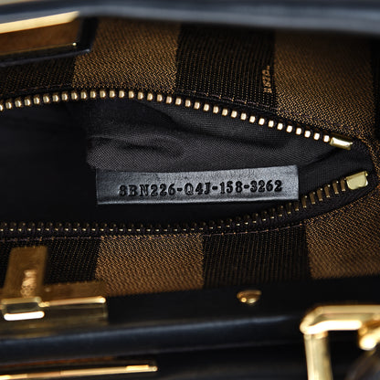 Fendi Vitello Morgan Fabric Jacquard Pequin Medium Peekaboo Iconic Satchel Black Tobacco 8 of 12