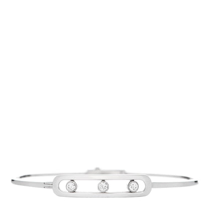 Messika 18K White Gold Diamond Thin Move Bangle Bracelet 1 of 5