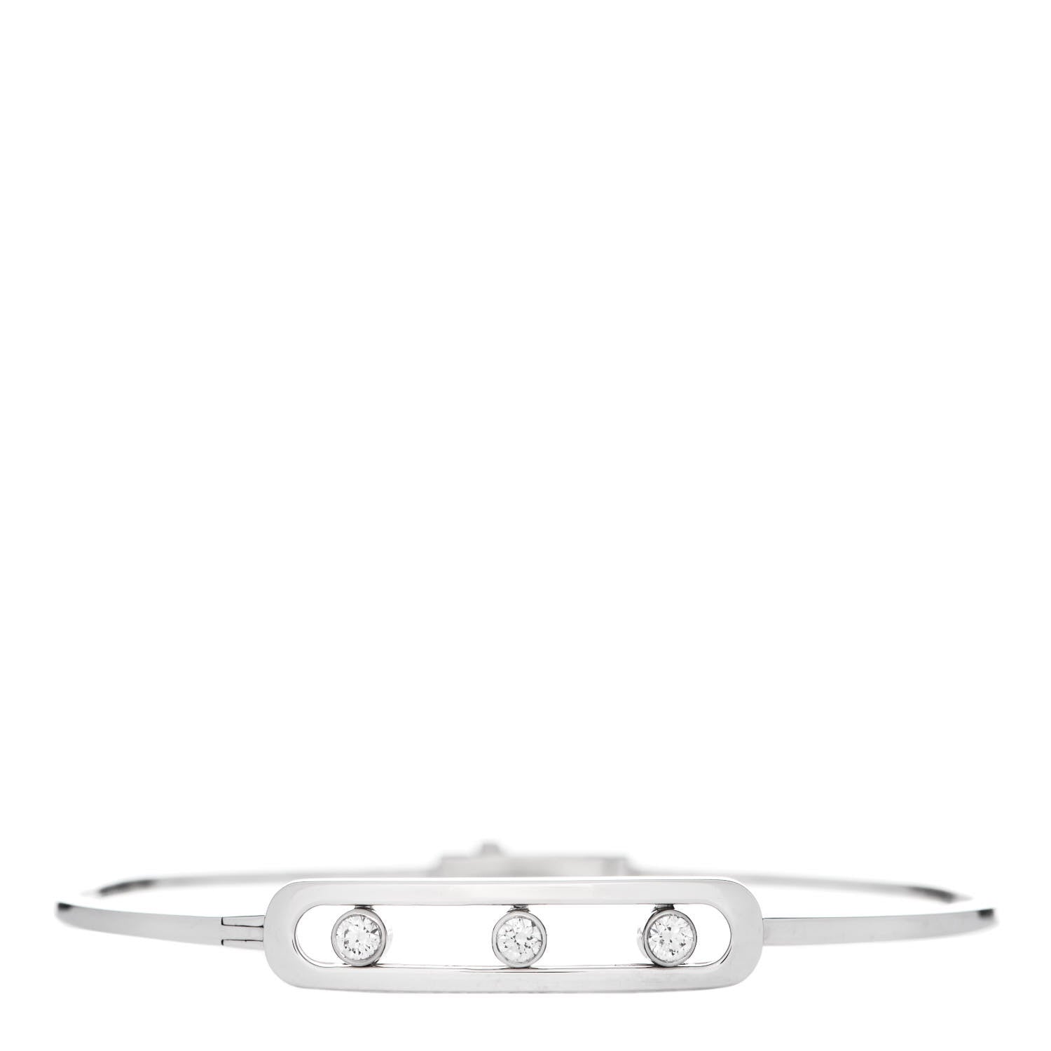 Messika 18K White Gold Diamond Thin Move Bangle Bracelet 1 of 5