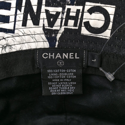 Chanel Cotton Coco Print Bucket Hat L Navy Black White 7 of 8