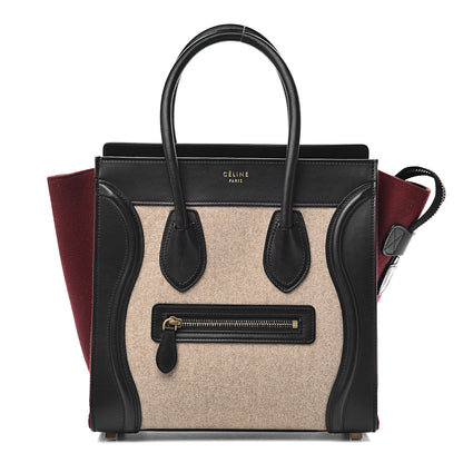 Celine Felt Smooth Calfskin Micro Tri-Color Luggage Brown Black 1 of 9
