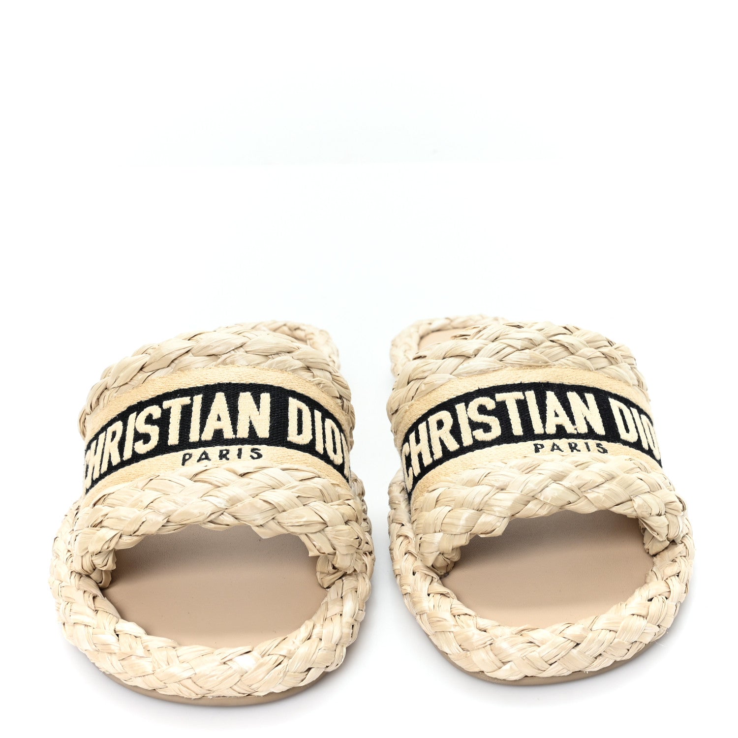 Christian Dior Raffia Embroidered Dway Mules Slide Sandals 38 Jute 8 of 9