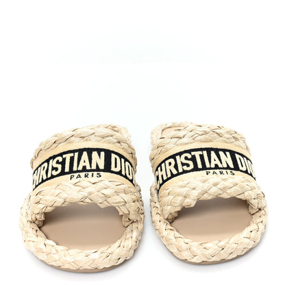 Christian Dior Raffia Embroidered Dway Mules Slide Sandals 38 Jute 8 of 9