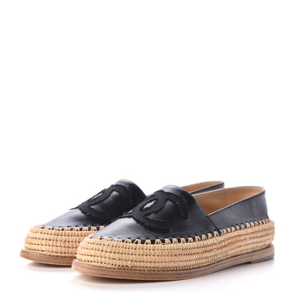Chanel Lambskin Grosgrain CC Espadrilles 36 Black 3 of 12