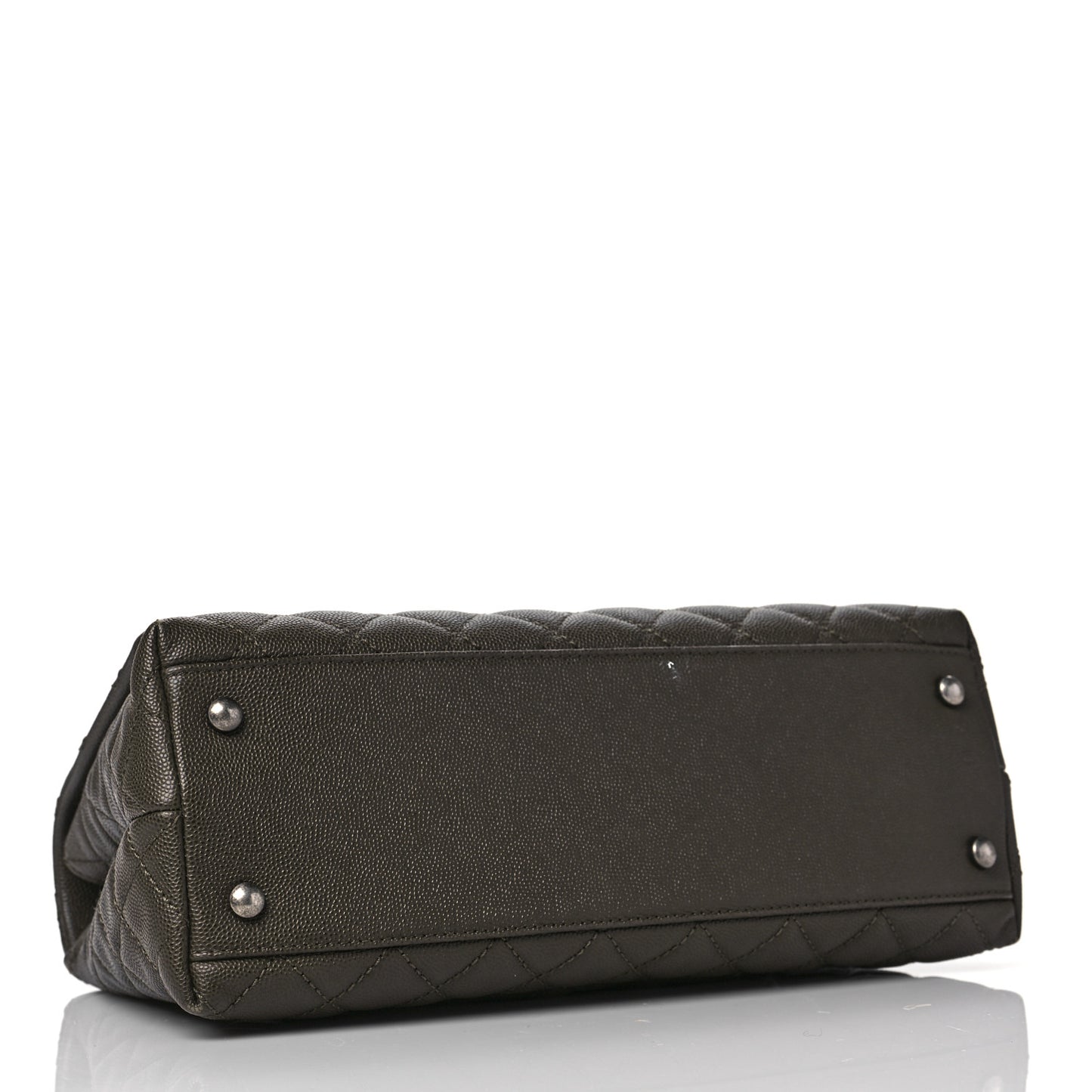 Caviar Lizard Quilted Small Coco Handle Flap Dark Grey
