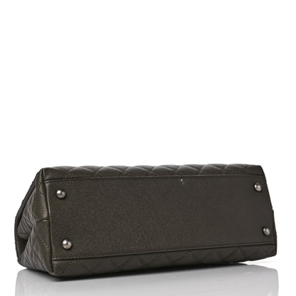 Chanel Caviar Lizard Quilted Small Coco Handle Flap Dark Grey 3 of 9