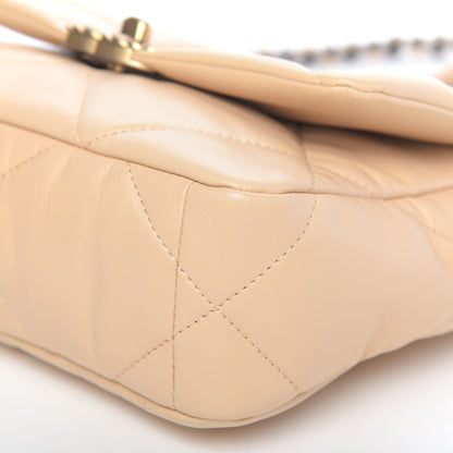 Chanel Shiny Goatskin Quilted Medium Chanel 19 Flap Beige 10 of 11