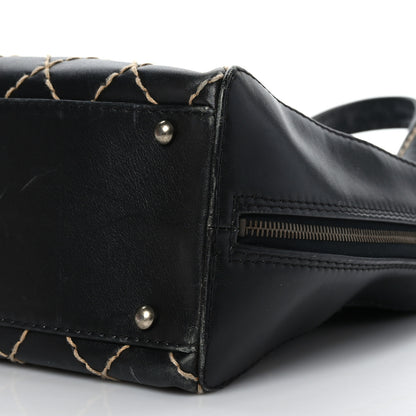 Chanel Calfskin Wild Stitch Vertical Top Handle Bag Black 9 of 10