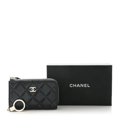 Chanel Iridescent Caviar Quilted Zipped Key Holder Case Black 8 of 8